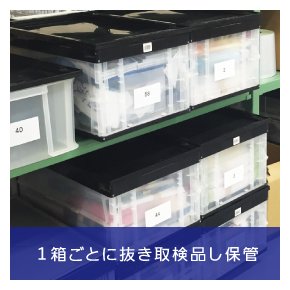 1箱ごとに抜き取検品し保管